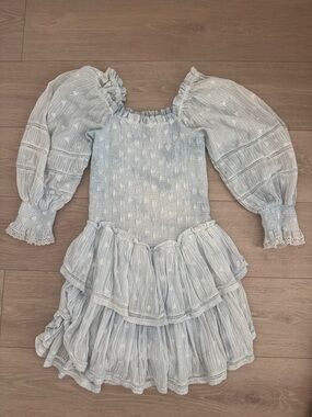 LoveShackFancy Pale Blue Smocked Dress Top